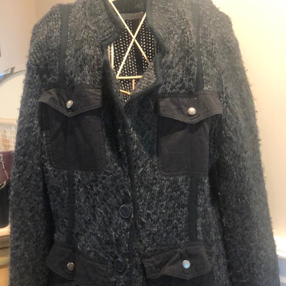 Military style grey button down cardigan - Picture 3 of 8